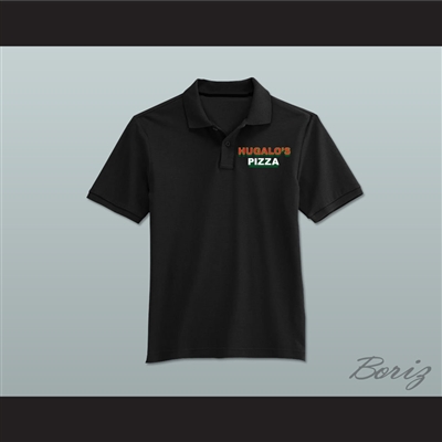 Ricky Bobby Hugalo's Pizza Logo 3 Black Polo Shirt