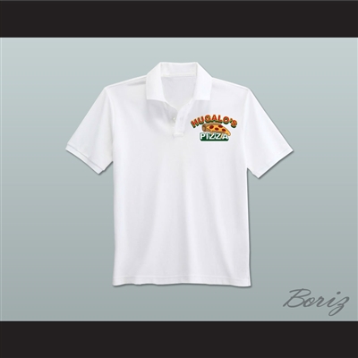 Ricky Bobby Hugalo's Pizza Logo 4 White Polo Shirt