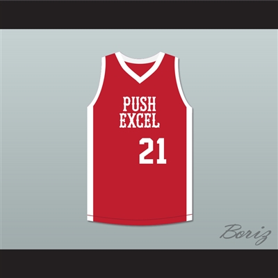Alfredrick Hughes 21 Push Excel Pro Basketball Classic Red Basketball Jersey 1985 Charity Event