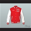 Hustler High School Red Wool and White Lab Leather Varsity Letterman Jacket