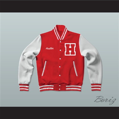 Hustler High School Red Letterman Jacket-Style Sweatshirt