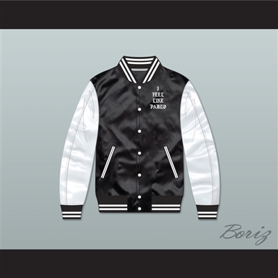 I Feel Like Pablo Black/ White Varsity Letterman Satin Bomber Jacket 1