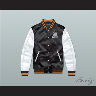 I Feel Like Pablo Black/ White Varsity Letterman Satin Bomber Jacket 2