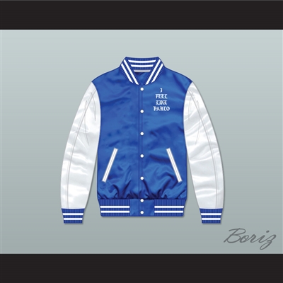 I Feel Like Pablo Blue/ White Varsity Letterman Satin Bomber Jacket