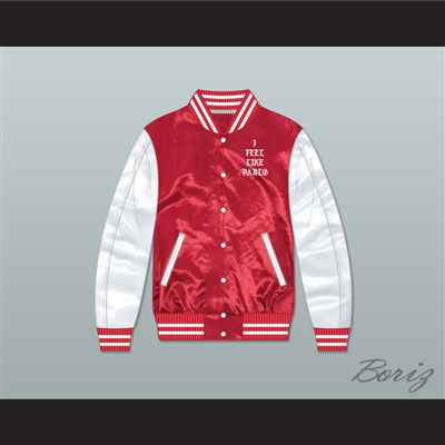 I Feel Like Pablo Red/ White Varsity Letterman Satin Bomber Jacket
