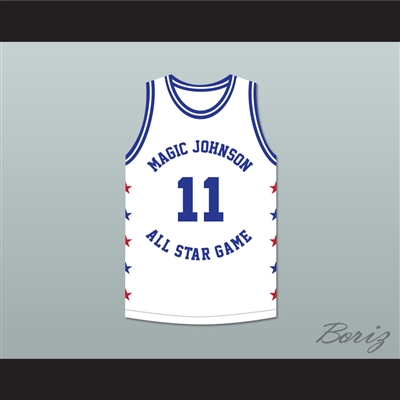 Isiah Thomas 11 Magic Johnson All Star Game White Basketball Jersey 1988 Midsummer Night's Magic Charity Event