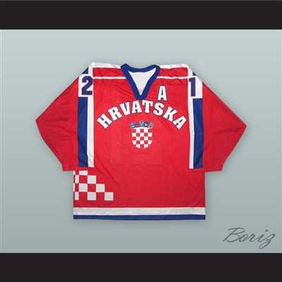 Ivan Brencun 21 Croatia National Team Red Hockey Jersey