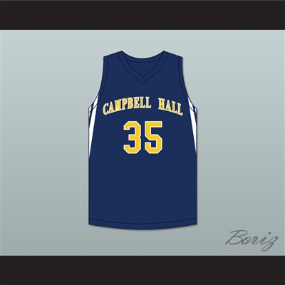 Jabari Walker 34 Campbell Hall School Vikings Navy Blue Basketball Jersey 1