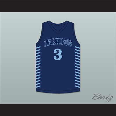 JD Davison 3 Calhoun High School Tigers Navy Blue Basketball Jersey 1