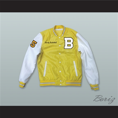 Jake Spencer 15 Bannon High School Yellow and White Lab Leather Varsity Letterman Jacket