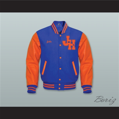 Jake Wyler John Hughes High School Royal Blue Wool and Orange Lab Leather Varsity Letterman Jacket