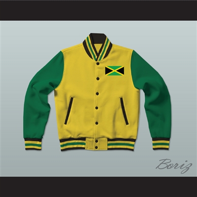 Jamaica Yellow Varsity Letterman Jacket-Style Sweatshirt