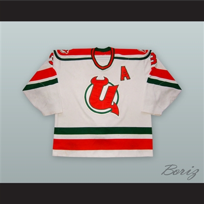 Jamie Huscroft 3 Utica Devils White Hockey Jersey