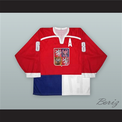 Jaromir Jagr 68 Czech Republic National Team Red Hockey Jersey
