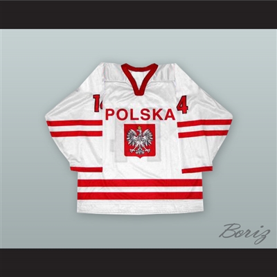 Jaroslaw Rzeszutko 14 Poland National Team White Hockey Jersey