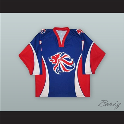 Jason Hewitt 7 Great Britain National Team Blue Hockey Jersey