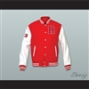 Charles Jefferson 33 Ridgemont Wolves Red Wool and White Lab Leather Varsity Letterman Jacket