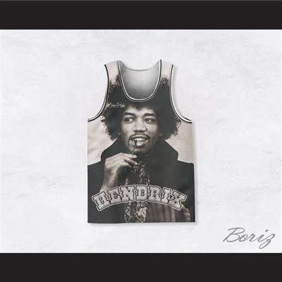 Jimi Hendrix 10 Black and White Portrait Basketball Jersey