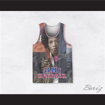 Jimi Hendrix 10 Red, White and Blue Basketball Jersey