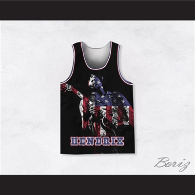 Jimi Hendrix 10 Guitar Solo American Flag Basketball Jersey