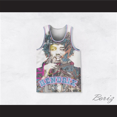 Jimi Hendrix 10 Funky Illustration Basketball Jersey