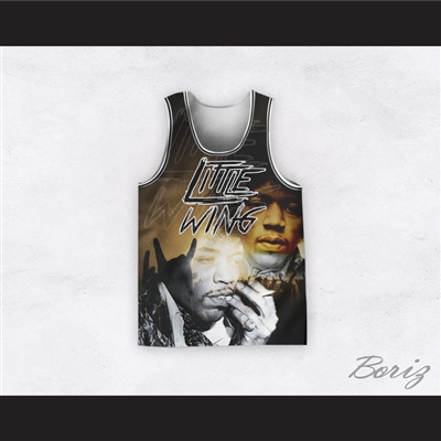 Jimi Hendrix 11 Little Wing Black and Gold Basketball Jersey