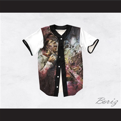 Jimi Hendrix 13 White Sleeve Guitar Design Baseball Jersey