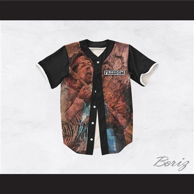 Jimi Hendrix 27 Black Sleeve Freedom Design Baseball Jersey