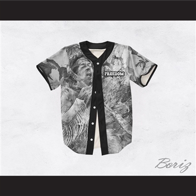 Jimi Hendrix 27 Black and White Freedom Design Baseball Jersey