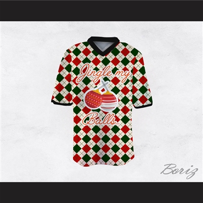 Jingle My Balls Christmas Themed Checkered Football Jersey