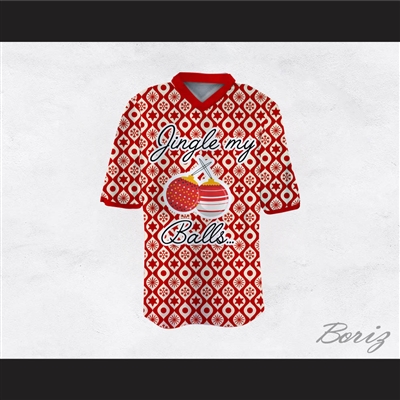 Jingle My Balls Christmas Themed Red and White Football Jersey