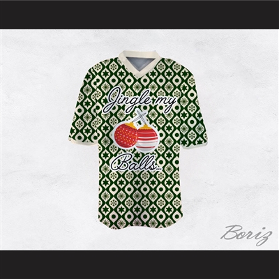 Jingle My Balls Christmas Themed Green and White Football Jersey