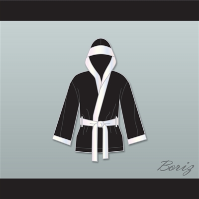 Joe Calzaghe Black Satin Half Boxing Robe with Hood