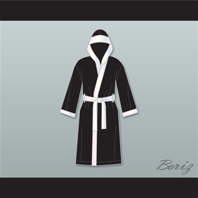 Joe Calzaghe Black Satin Full Boxing Robe with Hood