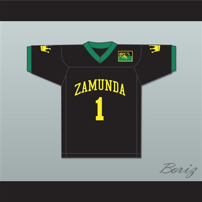 Prince Akeem Joffer 1 Zamunda Black Football Jersey with Flag Patch