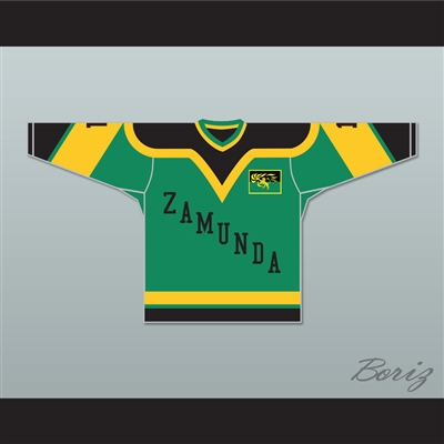 Prince Akeem Joffer 1 Zamunda Green Hockey Jersey with Flag Patch