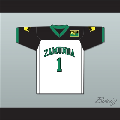 Prince Akeem Joffer 1 Zamunda White/Black Football Jersey with Flag Patch