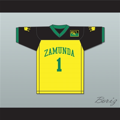 Prince Akeem Joffer 1 Zamunda Yellow/Black Football Jersey with Flag Patch