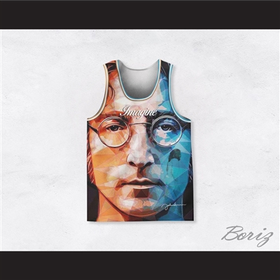 John Lennon 10 Imagine Geometric Design Portrait Basketball Jersey