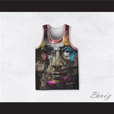 John Lennon 10 Imagine Pink Elephants Basketball Jersey