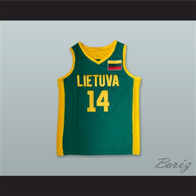 Jonas Valanciunas 14 Lithuania Lietuva Green Basketball Jersey