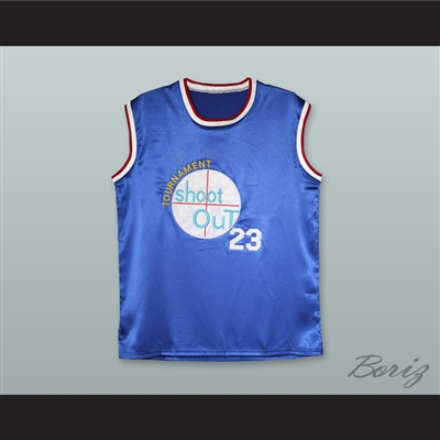 Michael Jordan 23 Tournament Shoot Out Blue Silk Basketball Jersey