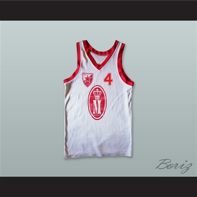 KK Crvena Zvezda 4 Red Star Yugoslavia White Basketball Jersey