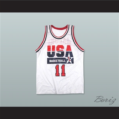 Karl Malone 11 USA Team Home Basketball Jersey