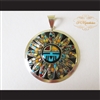 P Middleton Kachina Flower Pendant Sterling Silver .925 with Micro Stone Inlay