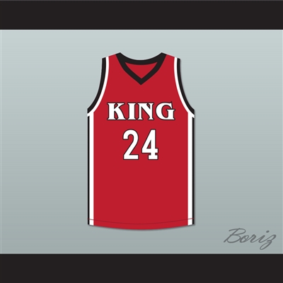 Kawhi Leonard 24 Martin Luther King High School Wolves Red Basketball Jersey 3