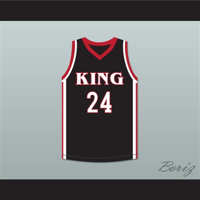 Kawhi Leonard 24 Martin Luther King High School Wolves Black Basketball Jersey 6