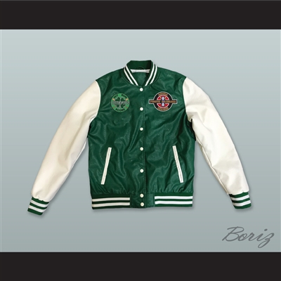 Kekambas Baseball Hardball Green and White Lab Leather Varsity Letterman Jacket 2
