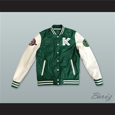 Kekambas Baseball Hardball Green and White Lab Leather Varsity Letterman Jacket 5