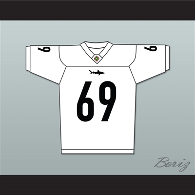 Patrick 'Madman' Kelly 69 Miami Sharks White Football Jersey Any Given Sunday Includes AFFA Patch